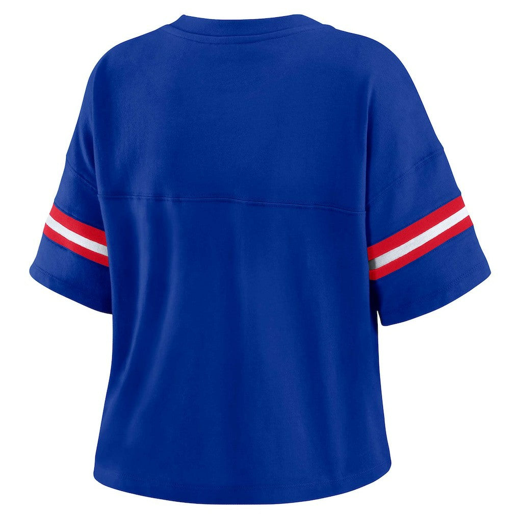 Buffalo Bills WEAR by Erin Andrews Women's Plus Size Color Block Boxy V-Neck T-Shirt Royal - NFL