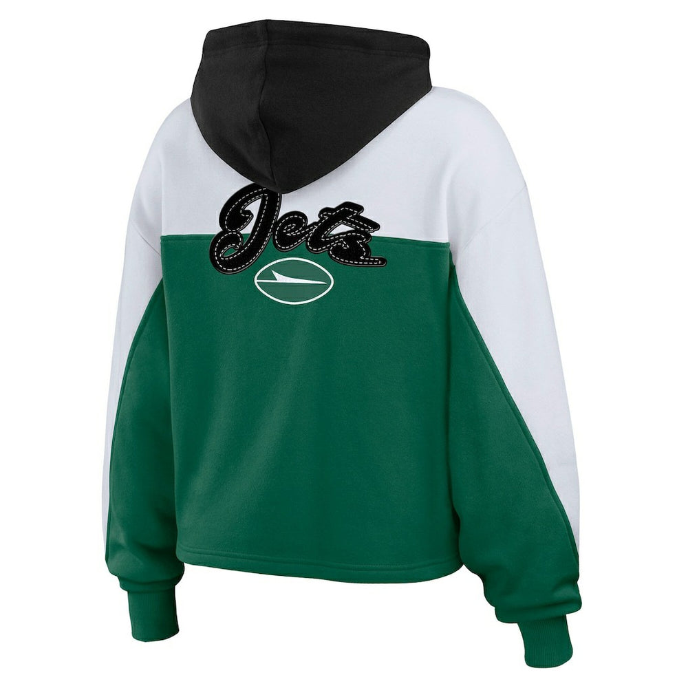New York Jets WEAR by Erin Andrews Women's Color Block Full-Zip Hoodie Green/White - NFL