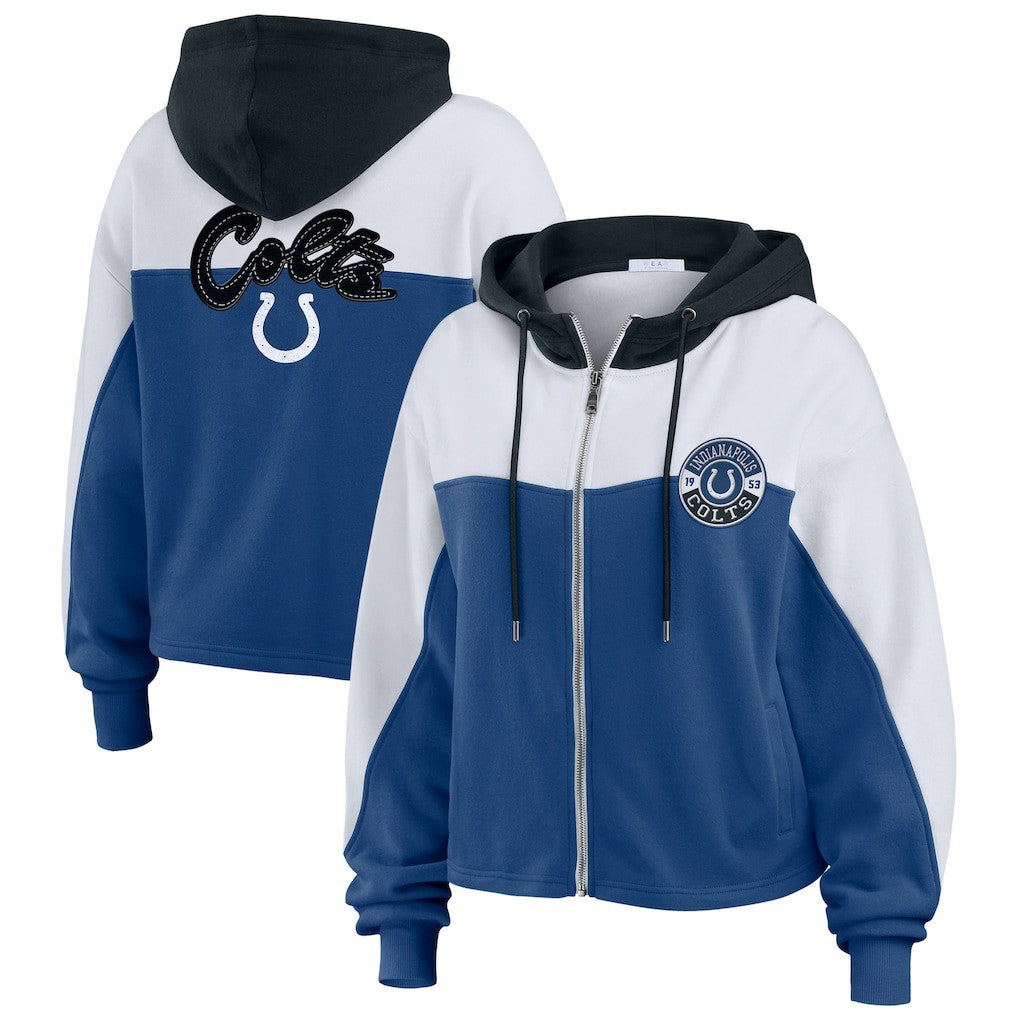 Indianapolis Colts WEAR by Erin Andrews Women's Plus Size Color Block Full-Zip Hoodie Royal - NFL