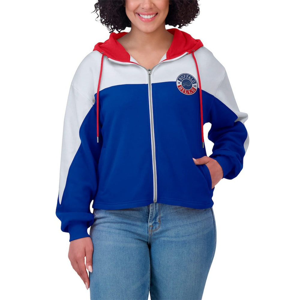Buffalo Bills WEAR by Erin Andrews Women's Plus Size Color Block Full-Zip Hoodie Royal - NFL