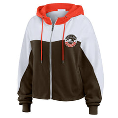 Cleveland Browns WEAR by Erin Andrews Women's Plus Size Color Block Full-Zip Hoodie Brown - NFL