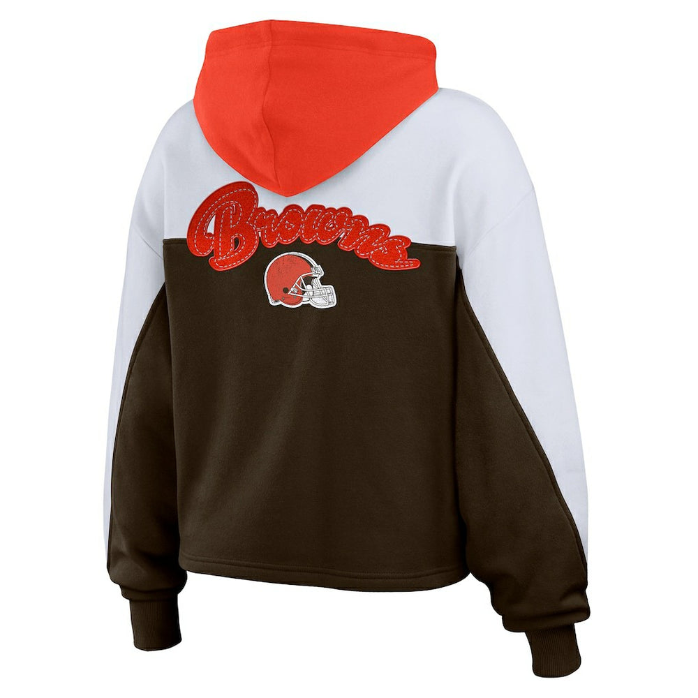 Cleveland Browns WEAR by Erin Andrews Women's Plus Size Color Block Full-Zip Hoodie Brown - NFL