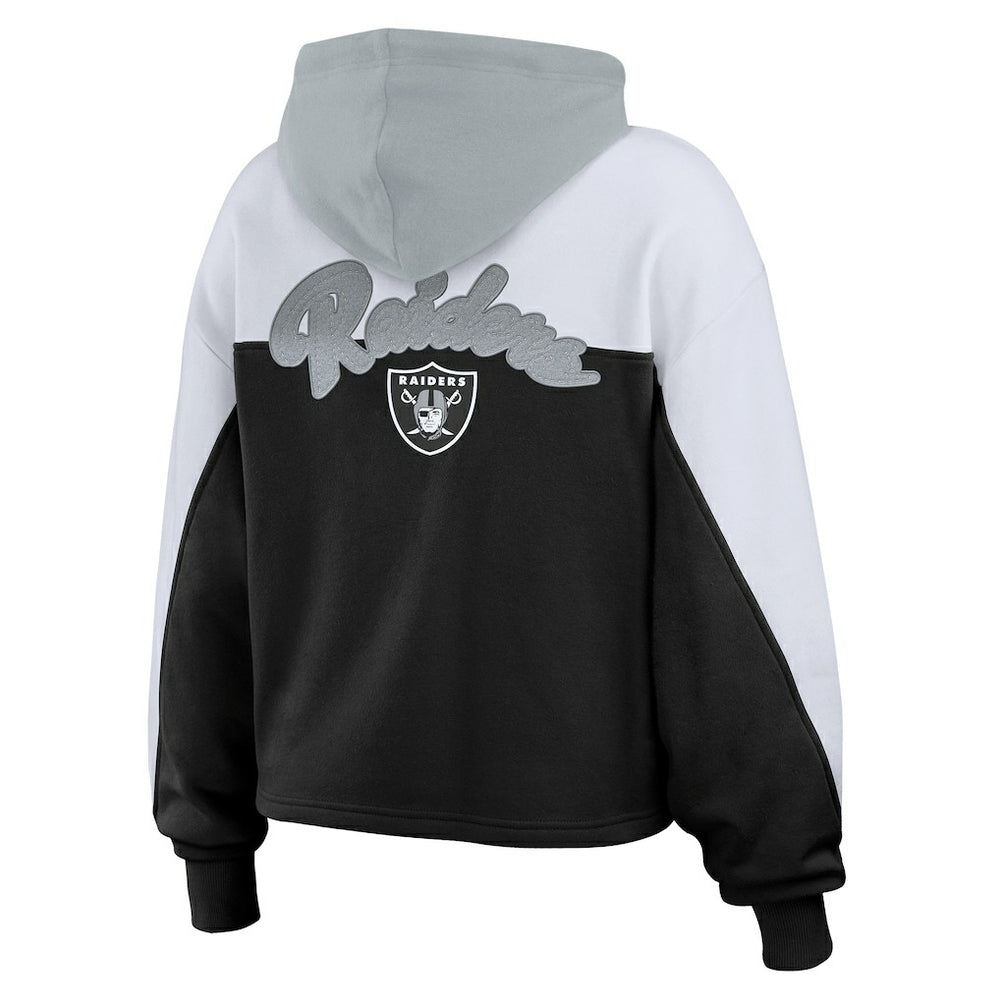 Las Vegas Raiders WEAR by Erin Andrews Women's Plus Size Color Block Full-Zip Hoodie Black - NFL