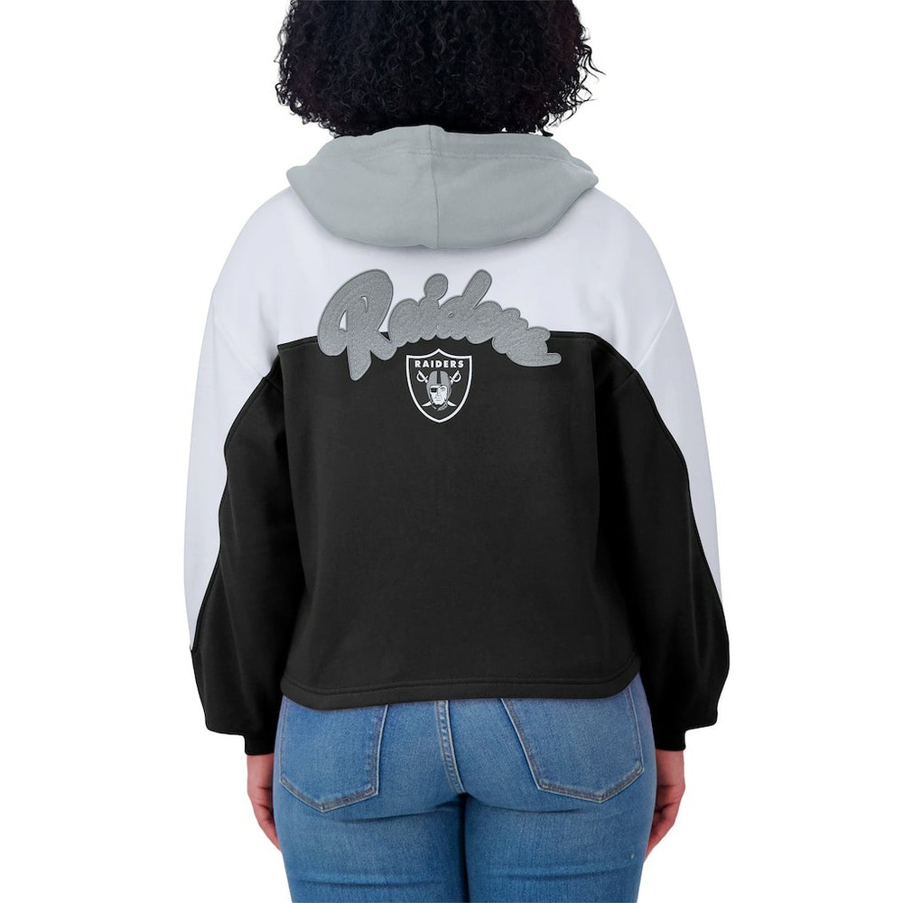 Las Vegas Raiders WEAR by Erin Andrews Women's Plus Size Color Block Full-Zip Hoodie Black - NFL