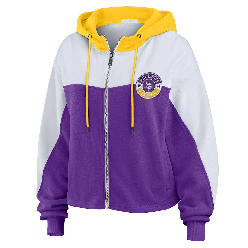 Minnesota Vikings WEAR by Erin Andrews Women's Plus Size Color Block Full-Zip Hoodie Purple - NFL