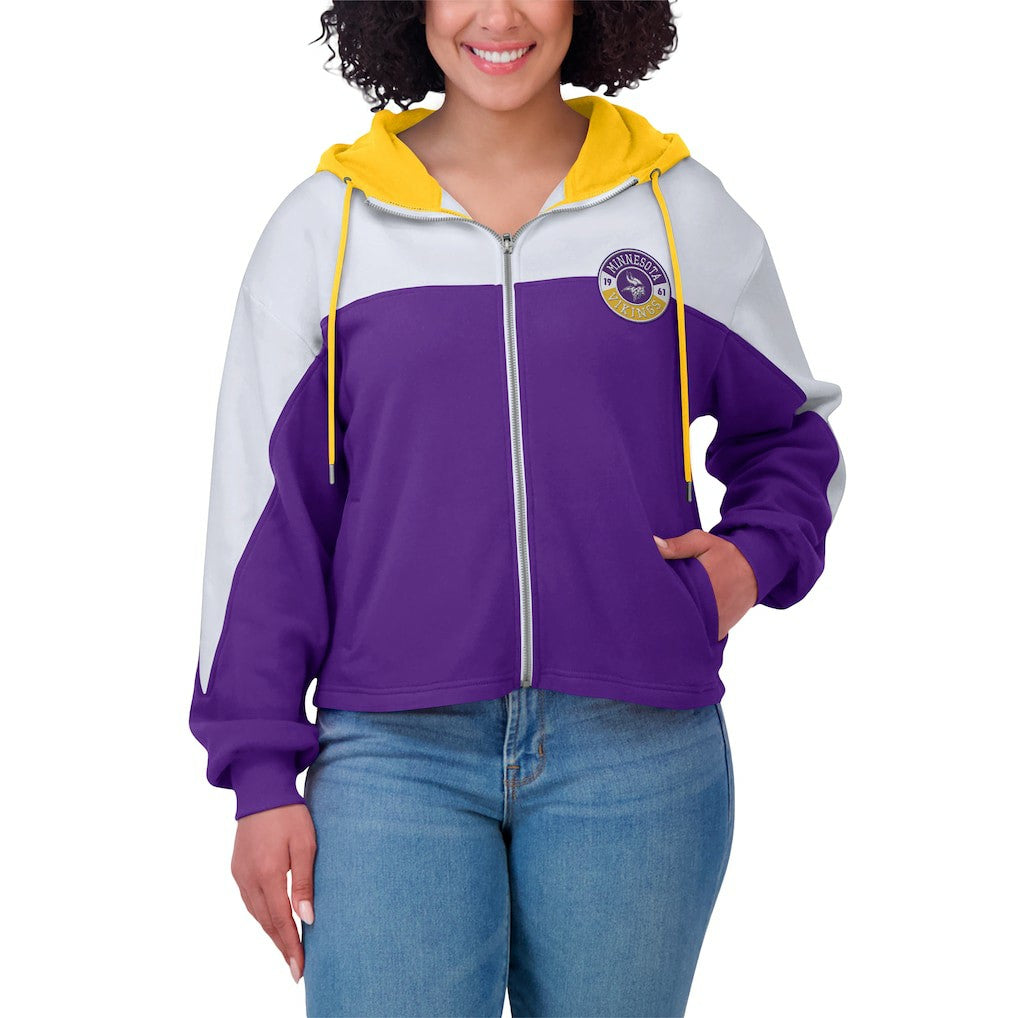 Minnesota Vikings WEAR by Erin Andrews Women's Plus Size Color Block Full-Zip Hoodie Purple - NFL
