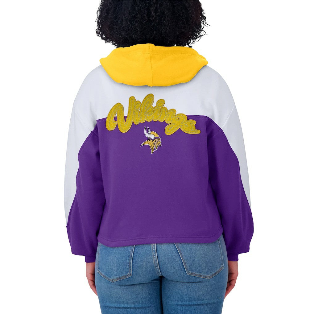 Minnesota Vikings WEAR by Erin Andrews Women's Plus Size Color Block Full-Zip Hoodie Purple - NFL