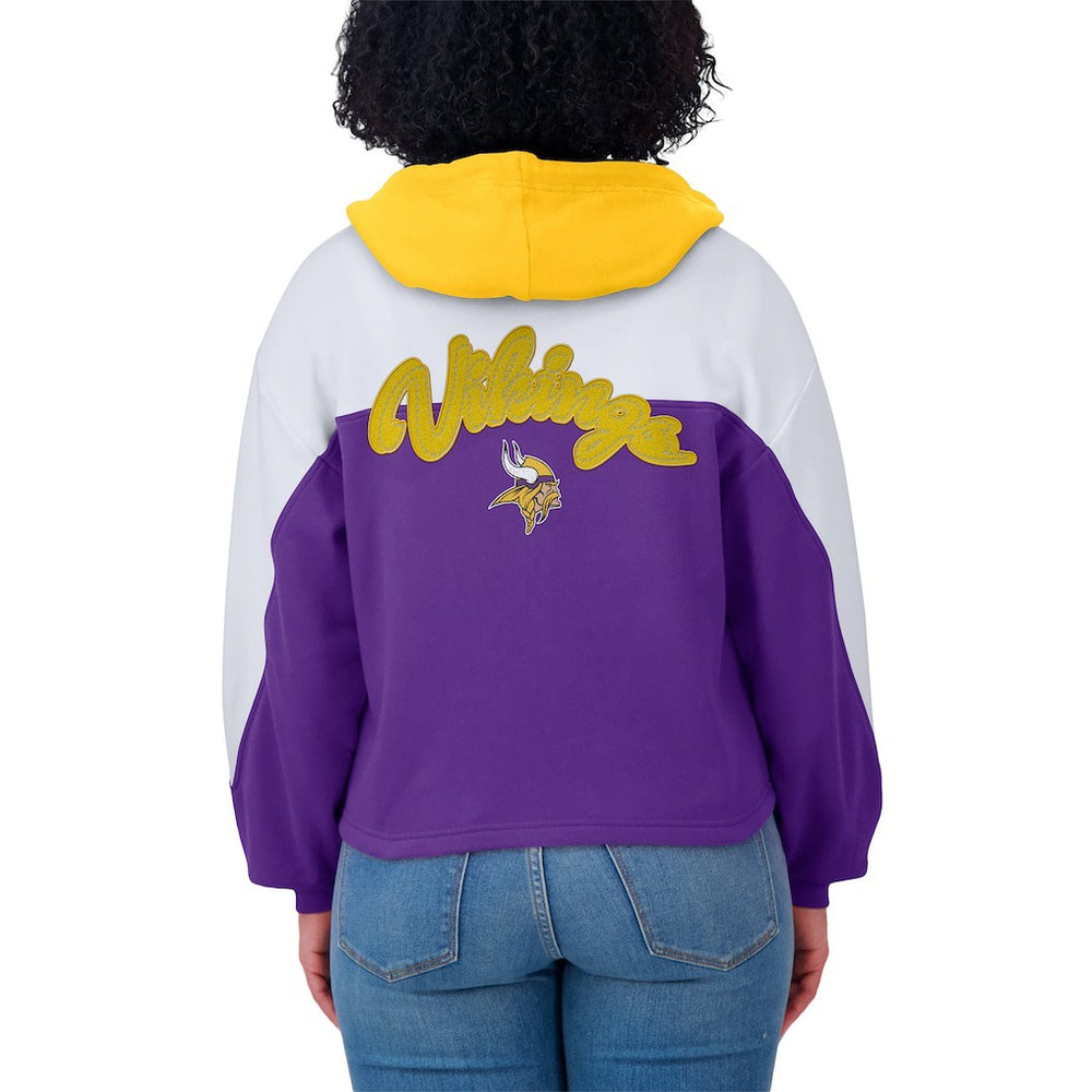 Minnesota Vikings WEAR by Erin Andrews Women's Plus Size Color Block Full-Zip Hoodie Purple - NFL