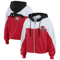 San Francisco 49ers WEAR by Erin Andrews Women's Plus Size Color Block Full-Zip Hoodie Scarlet - NFL