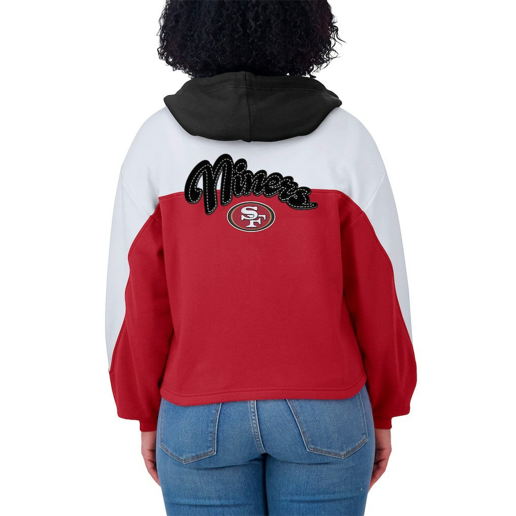 San Francisco 49ers WEAR by Erin Andrews Women's Plus Size Color Block Full-Zip Hoodie Scarlet - NFL