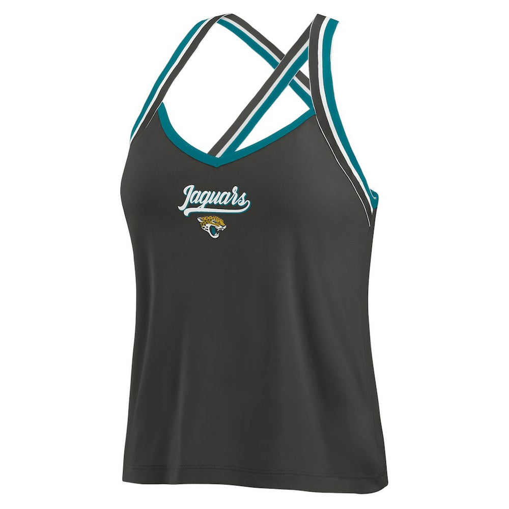 Jacksonville Jaguars WEAR by Erin Andrews Women's Cross Strap Tri-Blend Tank Top Black - NFL