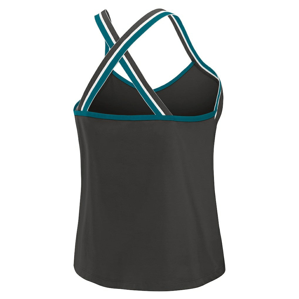 Jacksonville Jaguars WEAR by Erin Andrews Women's Cross Strap Tri-Blend Tank Top Black - NFL
