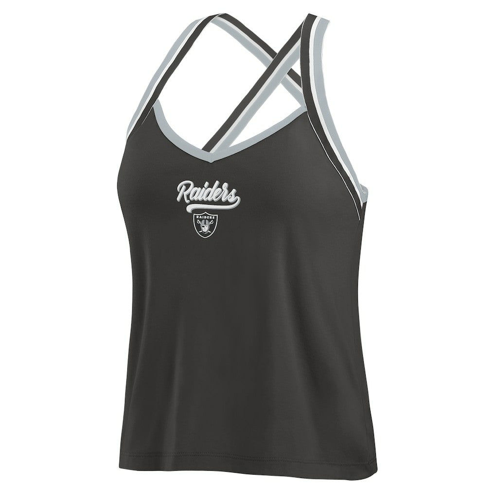 Las Vegas Raiders WEAR by Erin Andrews Women's Cross Strap Tri-Blend Tank Top Black - NFL