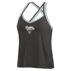 Las Vegas Raiders WEAR by Erin Andrews Women's Cross Strap Tri-Blend Tank Top Black - NFL