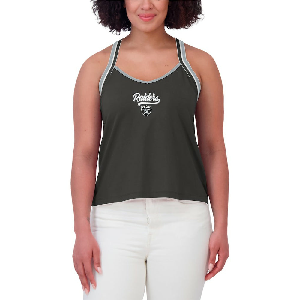 Las Vegas Raiders WEAR by Erin Andrews Women's Cross Strap Tri-Blend Tank Top Black - NFL