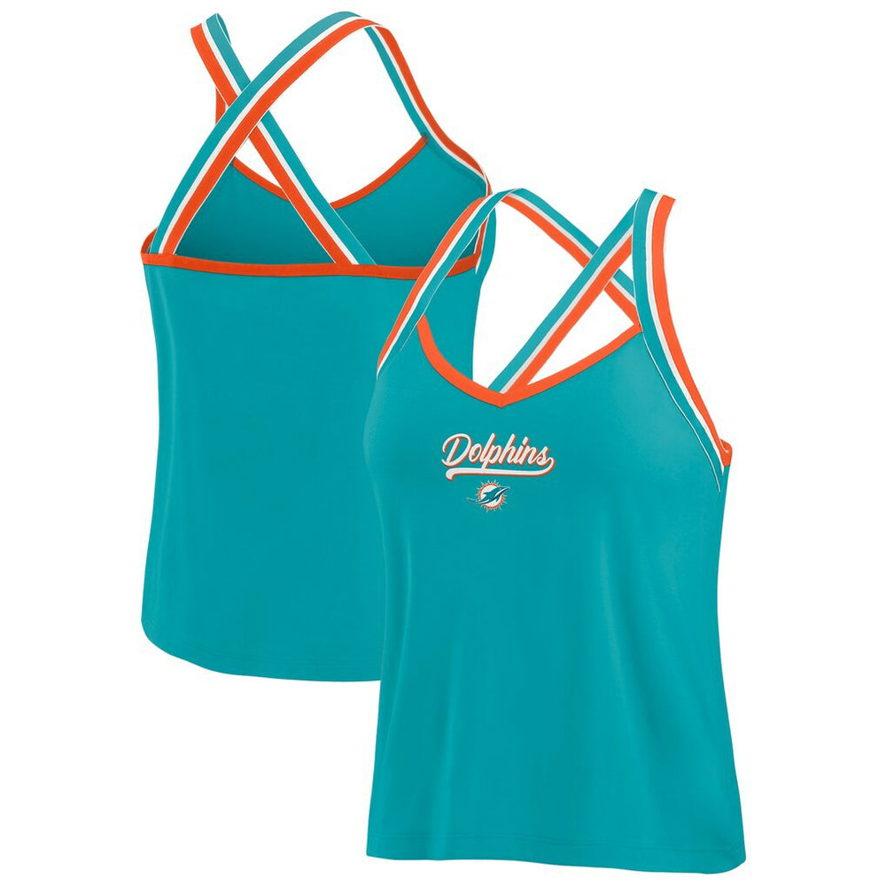 Miami Dolphins WEAR by Erin Andrews Women's Cross Strap Tri-Blend Tank Top Aqua - NFL