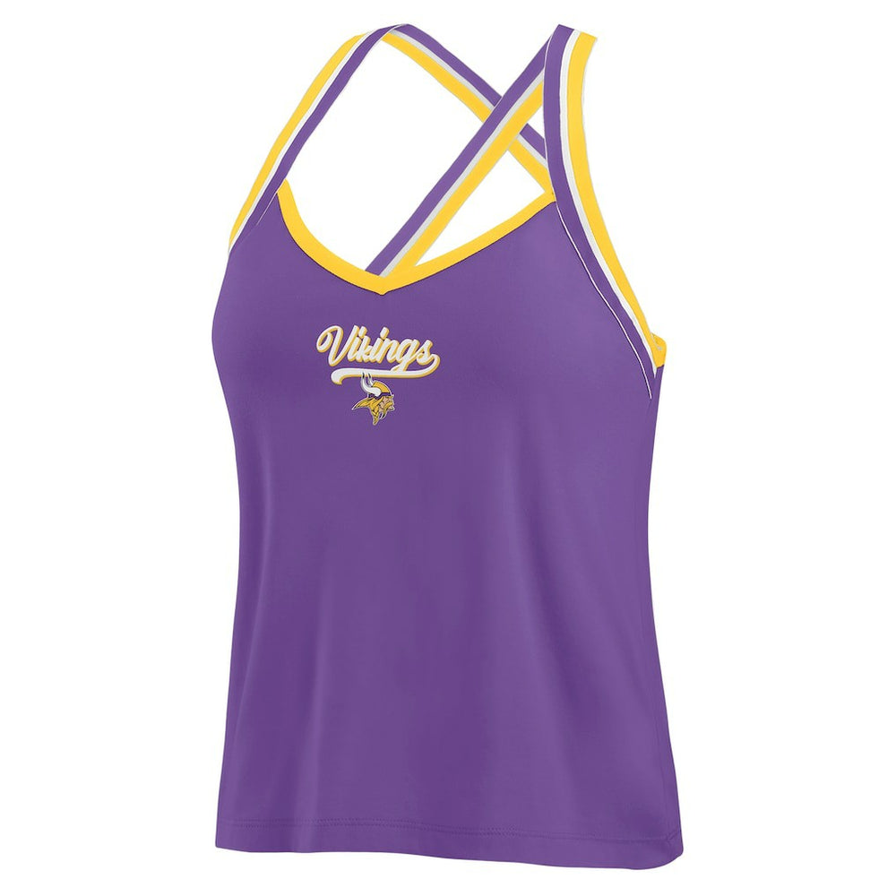 Minnesota Vikings WEAR by Erin Andrews Women's Cross Strap Tri-Blend Tank Top Purple - NFL