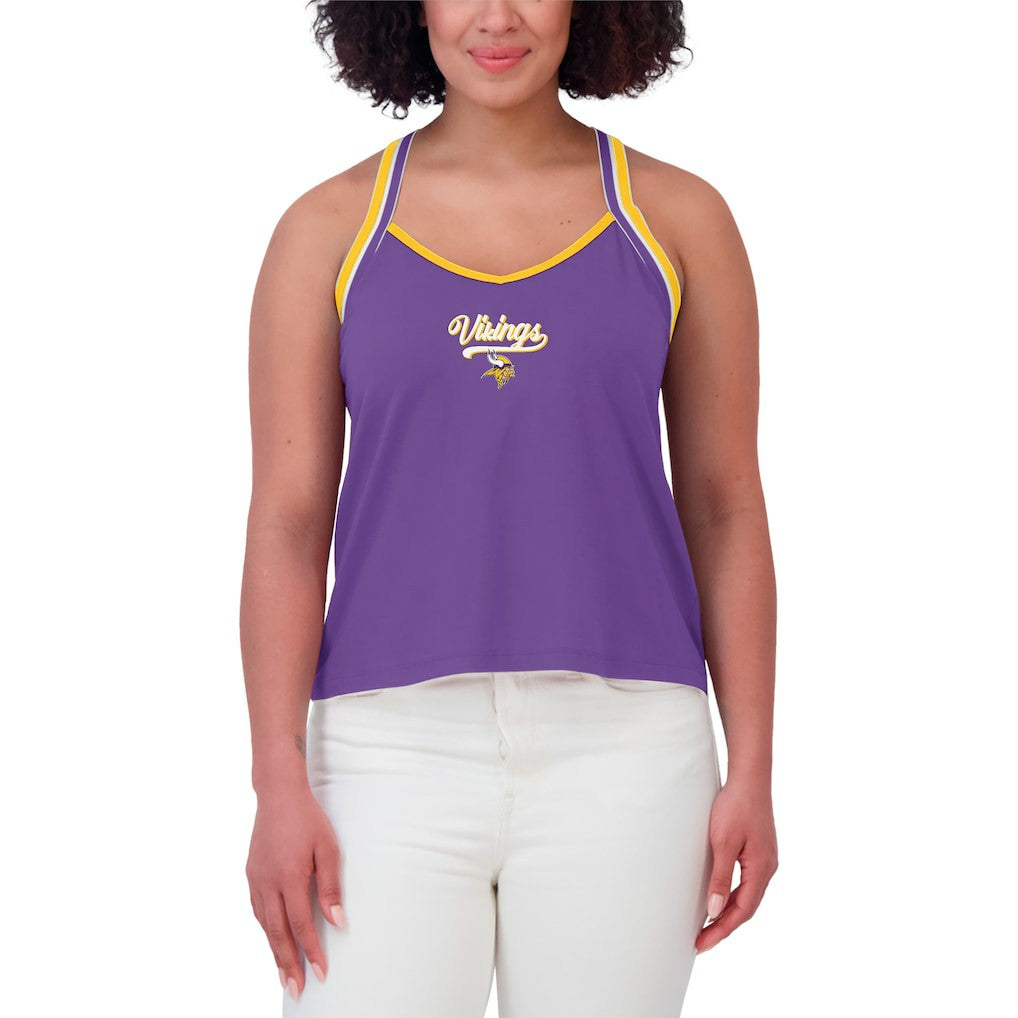 Minnesota Vikings WEAR by Erin Andrews Women's Cross Strap Tri-Blend Tank Top Purple - NFL