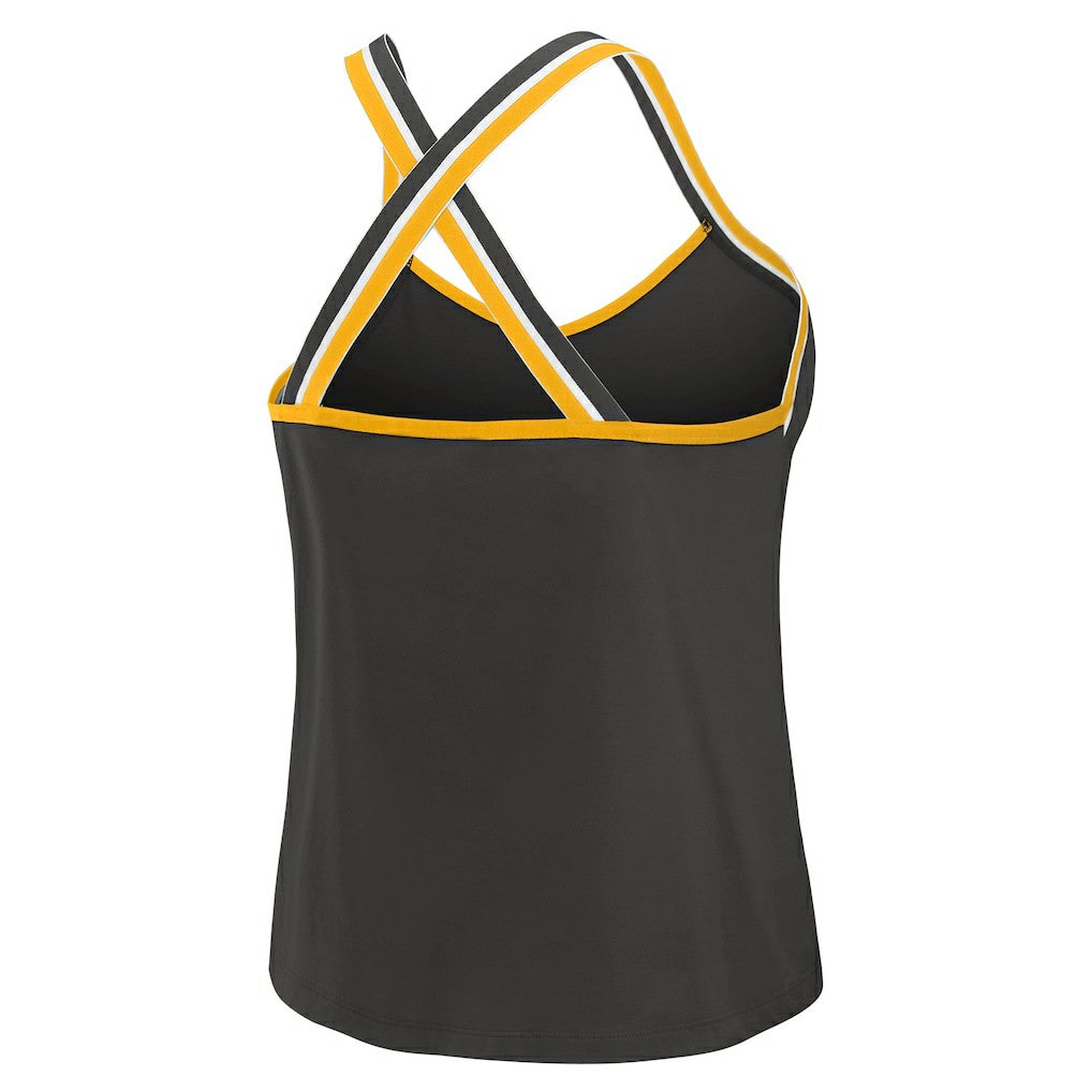 Pittsburgh Steelers WEAR by Erin Andrews Women's Cross Strap Tri-Blend Tank Top Black - NFL