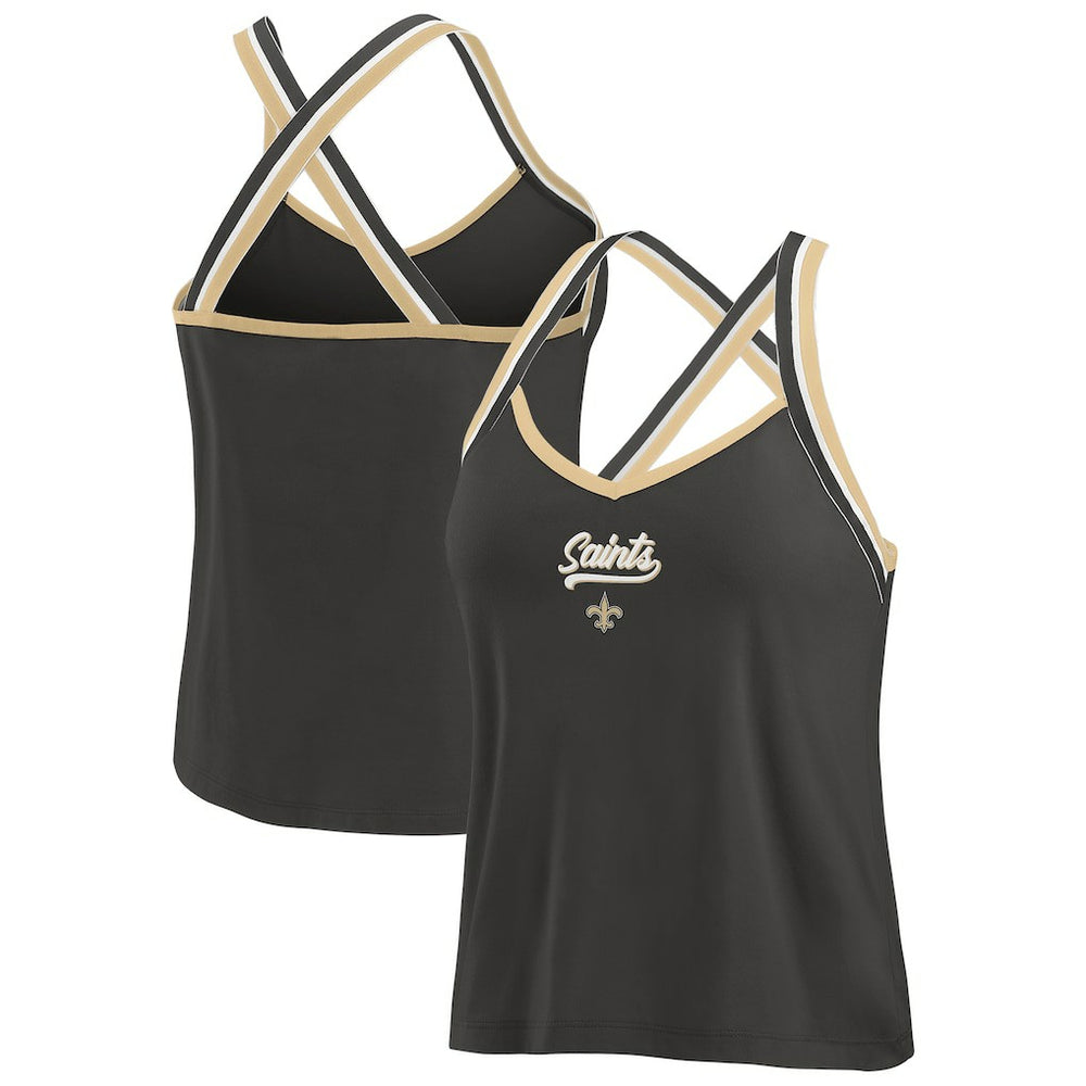 New Orleans Saints WEAR by Erin Andrews Women's Cross Strap Tri-Blend Tank Top Black - NFL