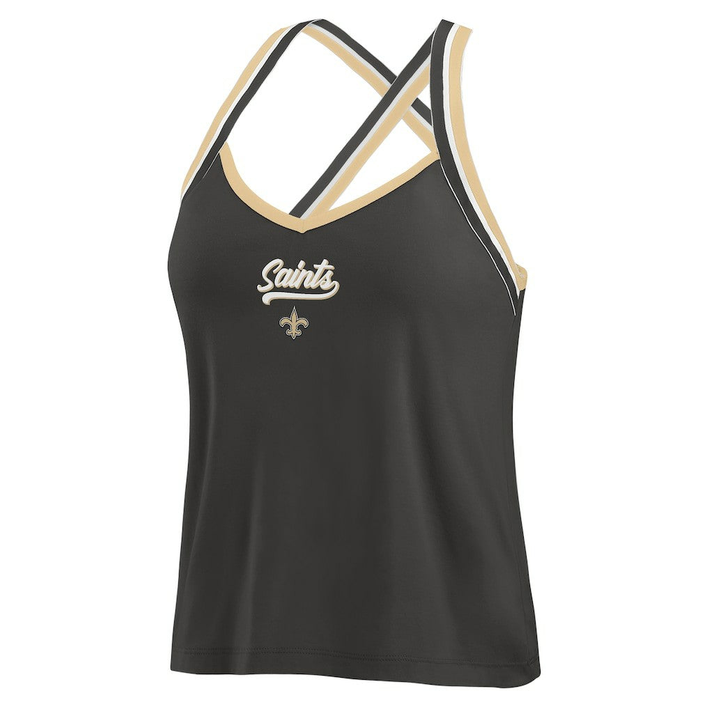 New Orleans Saints WEAR by Erin Andrews Women's Cross Strap Tri-Blend Tank Top Black - NFL