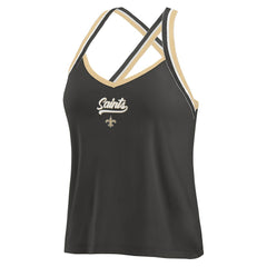 New Orleans Saints WEAR by Erin Andrews Women's Cross Strap Tri-Blend Tank Top Black - NFL