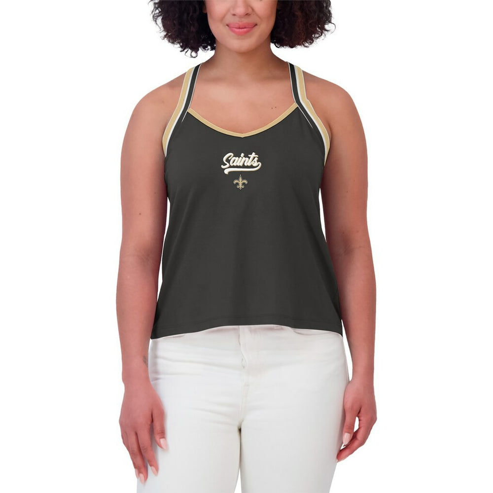 New Orleans Saints WEAR by Erin Andrews Women's Cross Strap Tri-Blend Tank Top Black - NFL