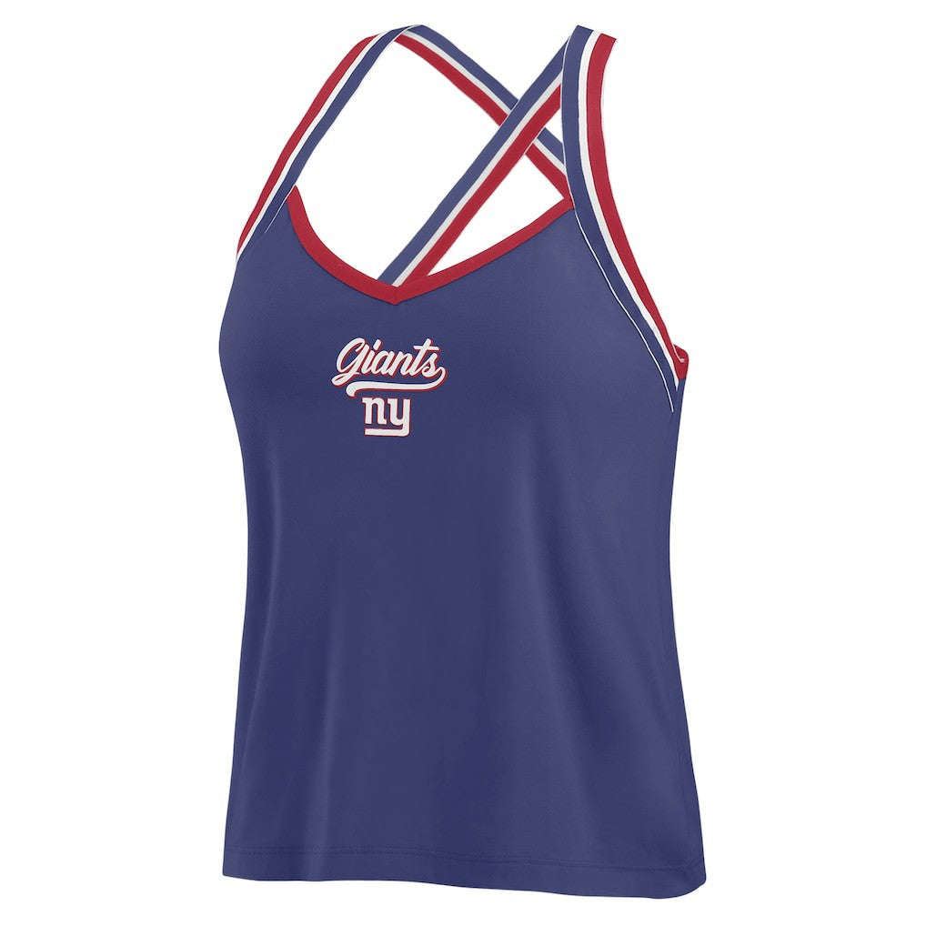 New York Giants WEAR by Erin Andrews Women's Cross Strap Tri-Blend Tank Top Royal - NFL