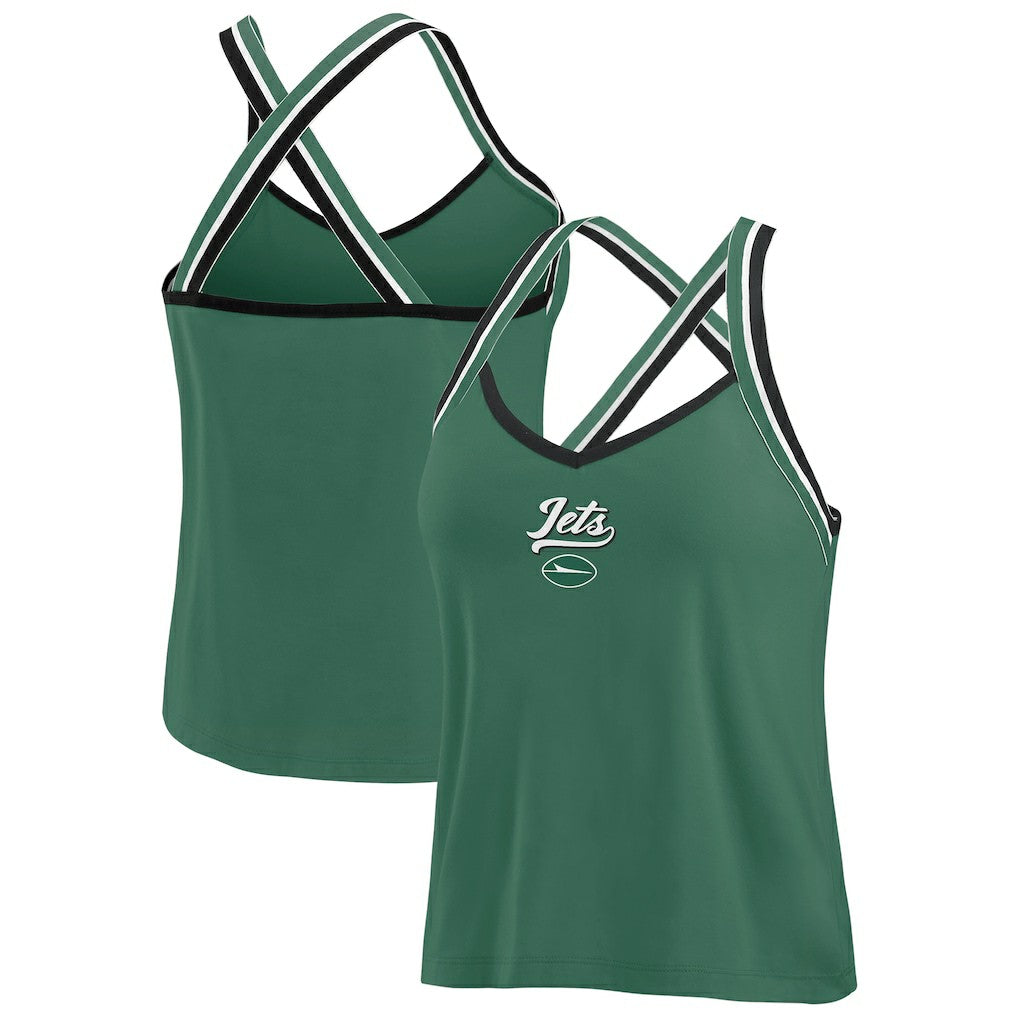 New York Jets WEAR by Erin Andrews Women's Cross Strap Tri-Blend Tank Top Green - NFL
