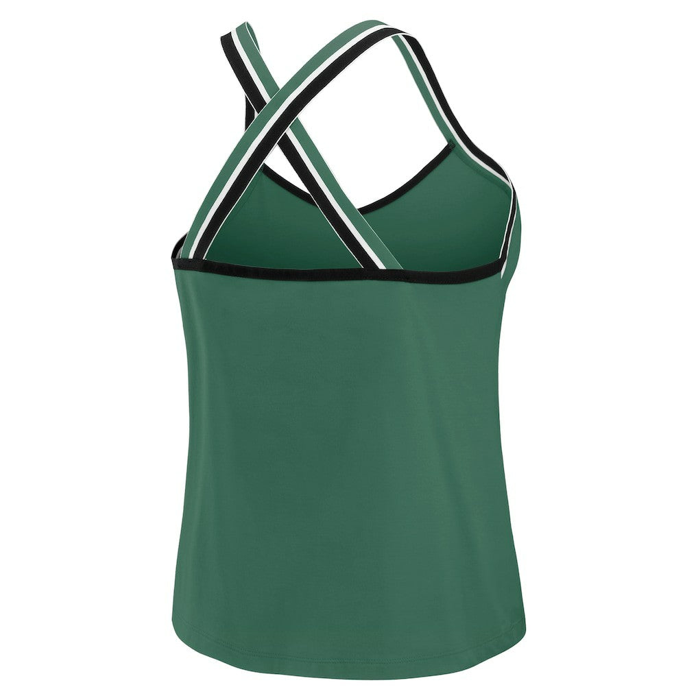 New York Jets WEAR by Erin Andrews Women's Cross Strap Tri-Blend Tank Top Green - NFL