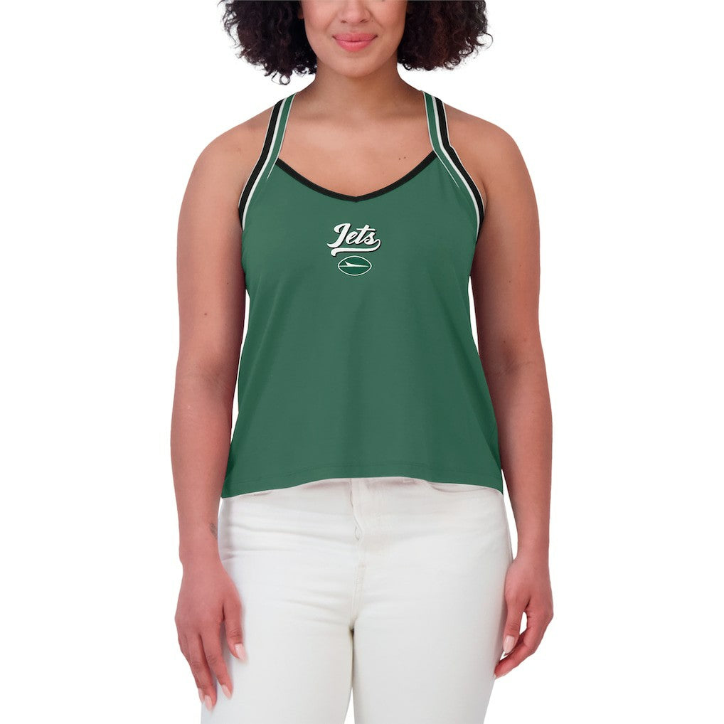 New York Jets WEAR by Erin Andrews Women's Cross Strap Tri-Blend Tank Top Green - NFL