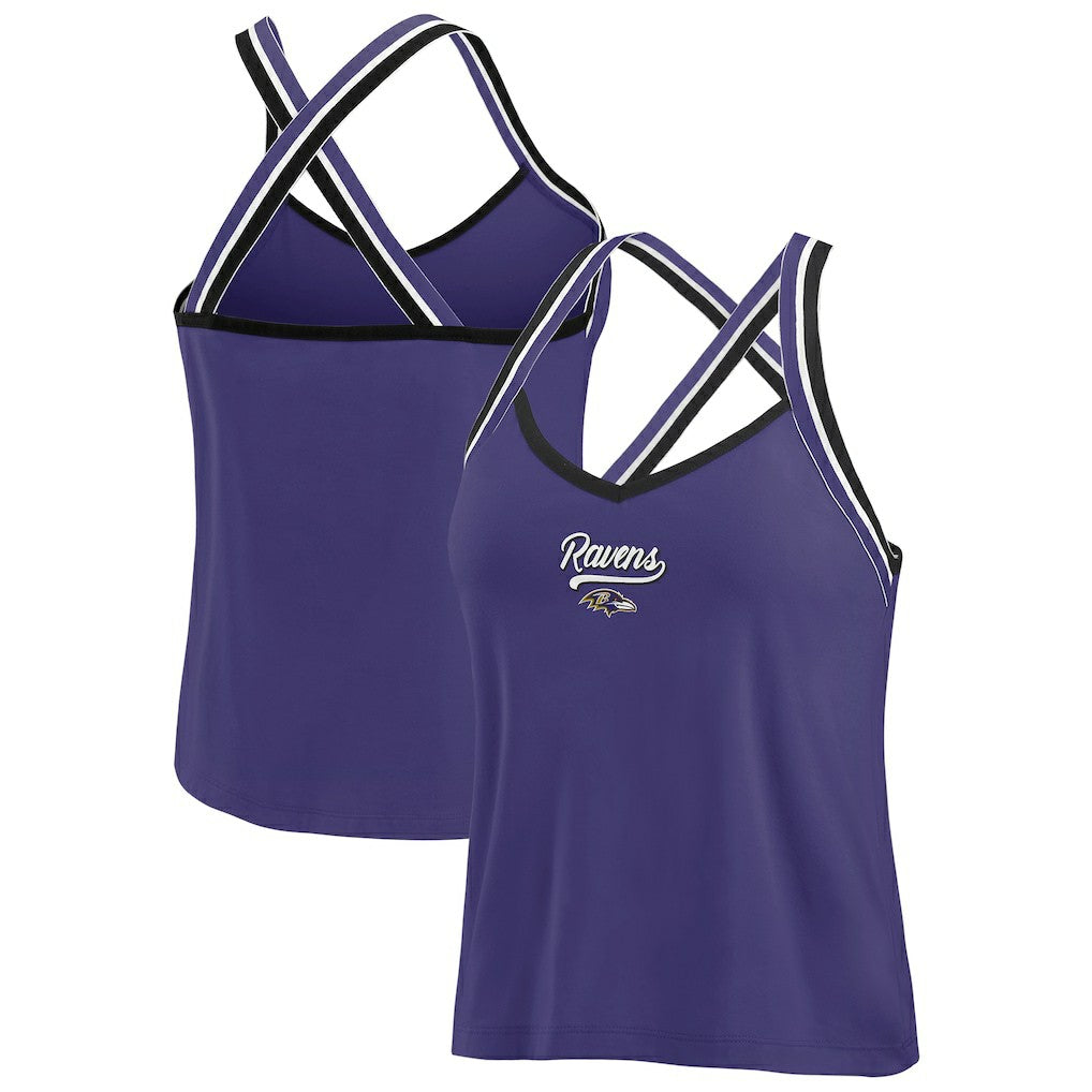 Baltimore Ravens WEAR by Erin Andrews Women's Cross Strap Tri-Blend Tank Top Purple - NFL