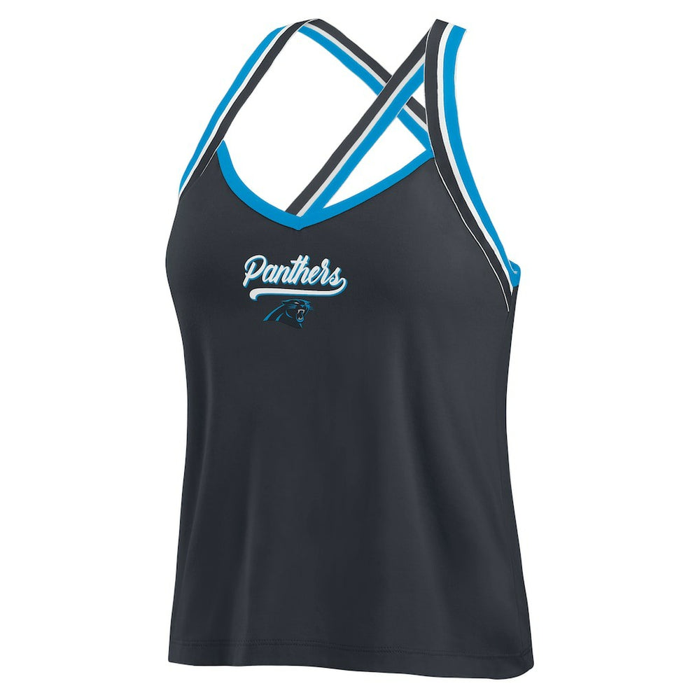 Carolina Panthers WEAR by Erin Andrews Women's Cross Strap Tri-Blend Tank Top Black - NFL