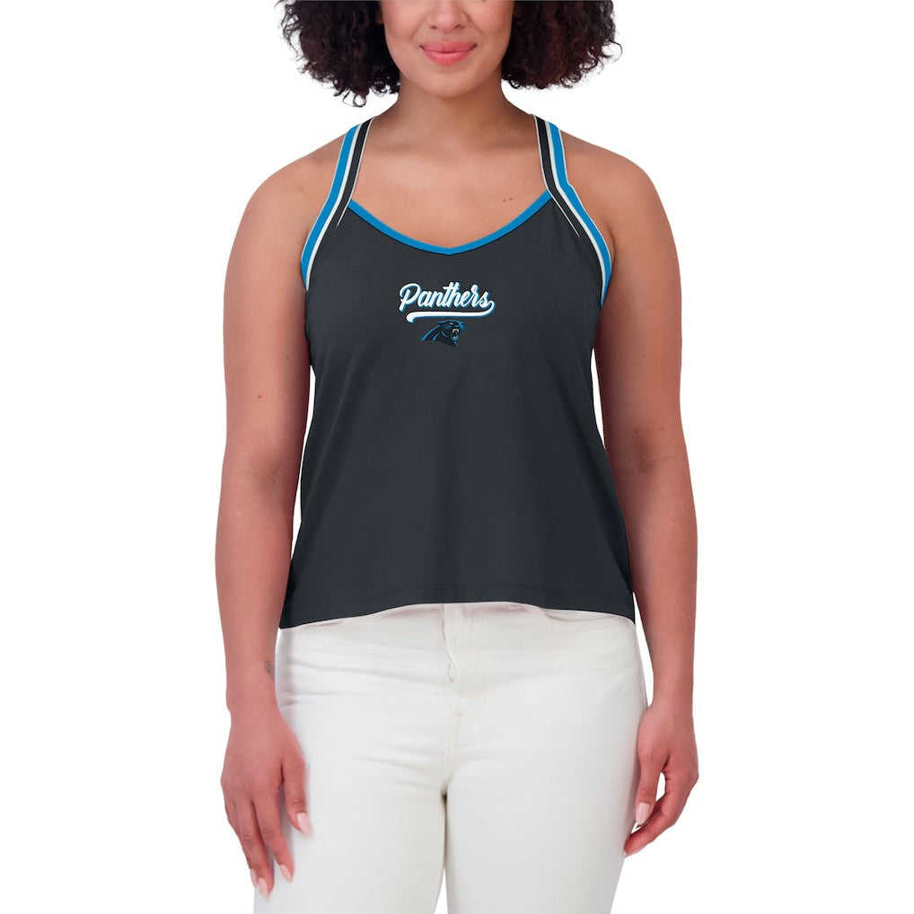 Carolina Panthers WEAR by Erin Andrews Women's Cross Strap Tri-Blend Tank Top Black - NFL