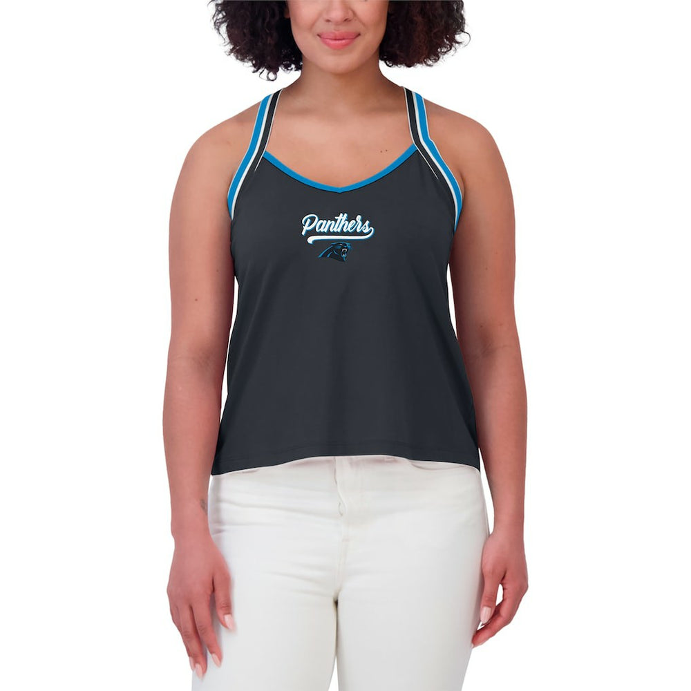Carolina Panthers WEAR by Erin Andrews Women's Cross Strap Tri-Blend Tank Top Black - NFL