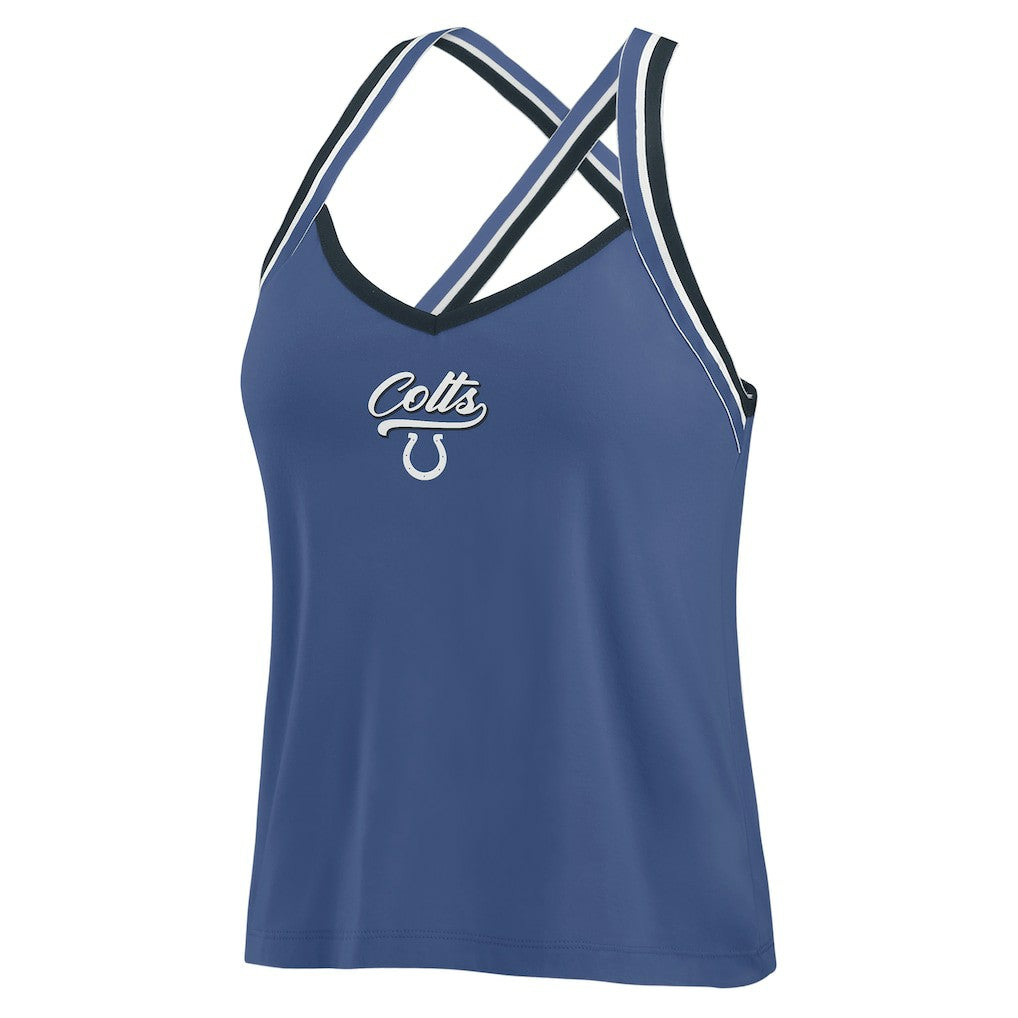 Indianapolis Colts WEAR by Erin Andrews Women's Cross Strap Tri-Blend Tank Top Royal - NFL