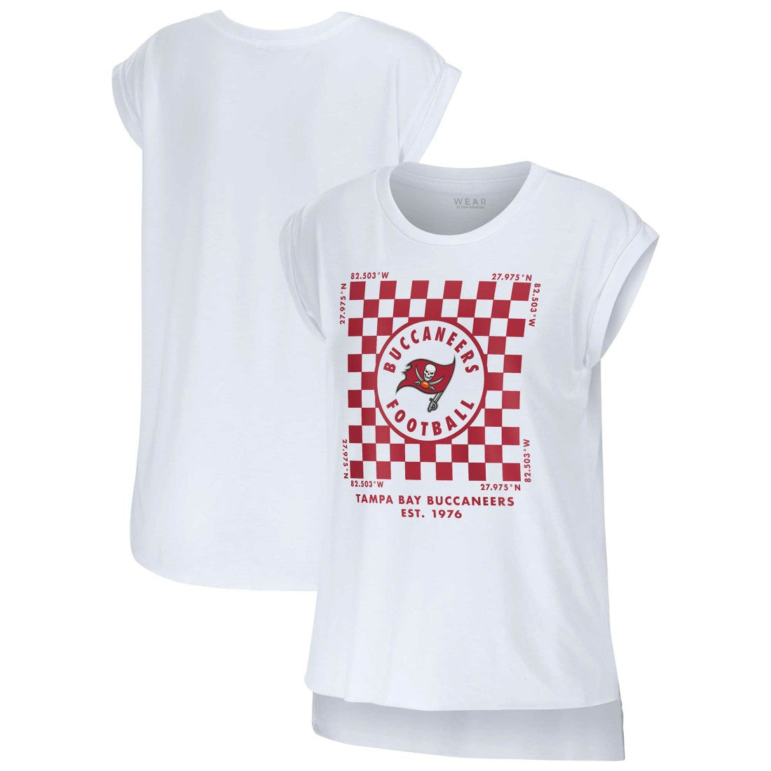 Tampa Bay Buccaneers WEAR by Erin Andrews Women's Checker Muscle Tank Top White - NFL
