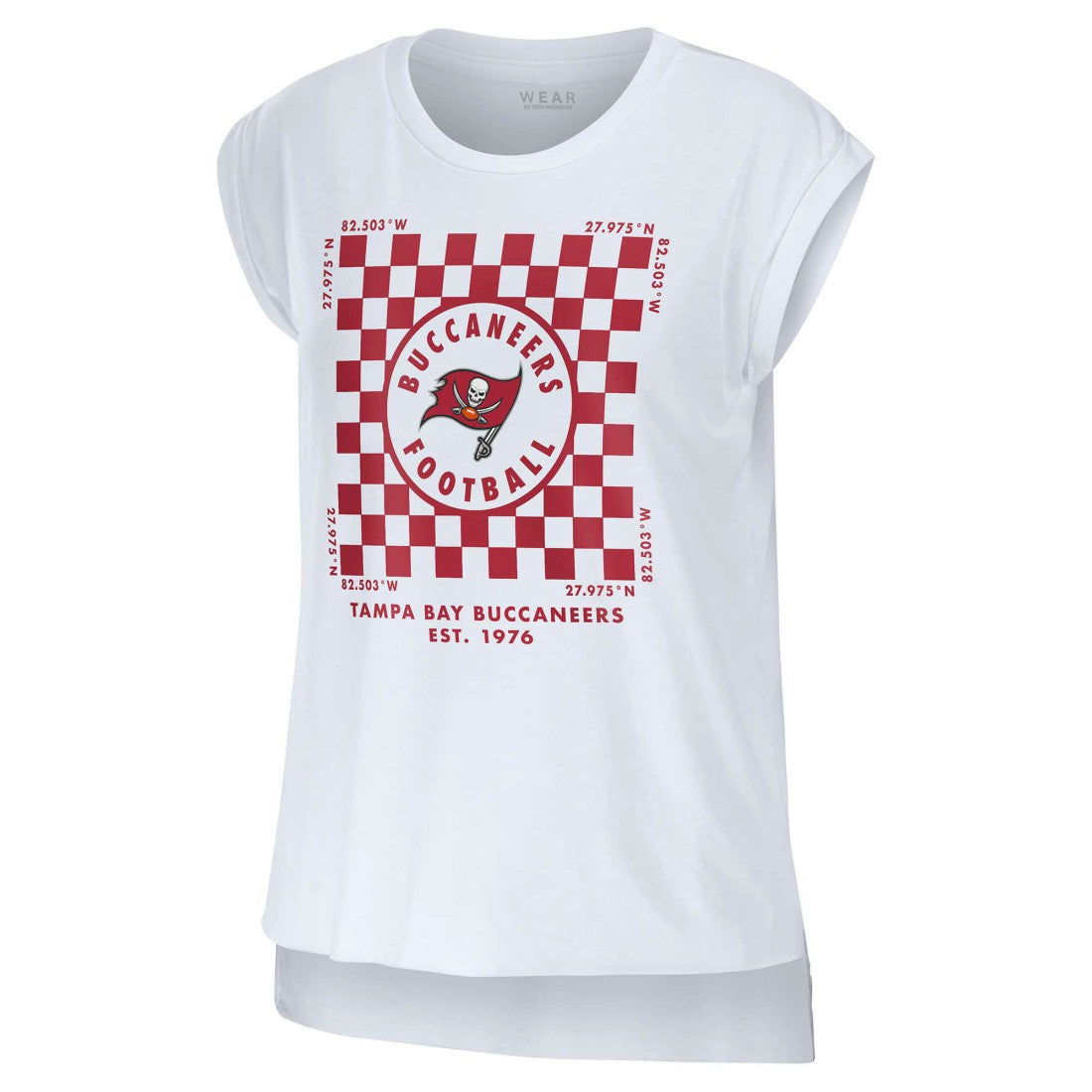 Tampa Bay Buccaneers WEAR by Erin Andrews Women's Checker Muscle Tank Top White - NFL