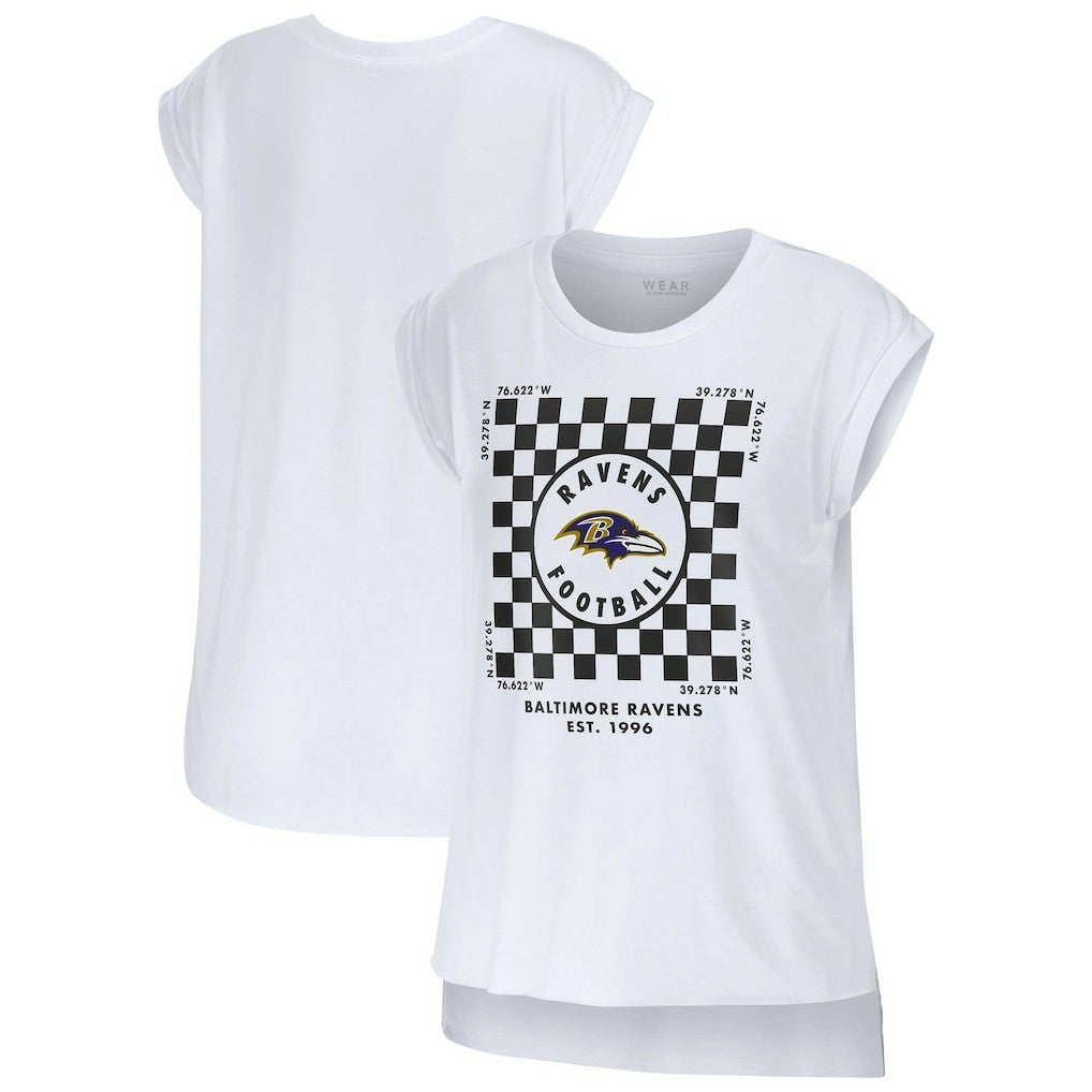 Baltimore Ravens WEAR by Erin Andrews Women's Checker Muscle Tank Top White - NFL