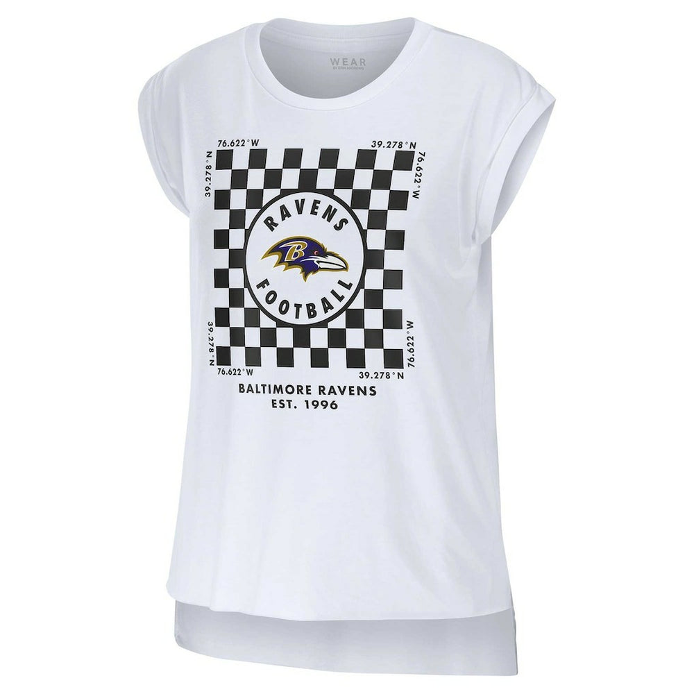 Baltimore Ravens WEAR by Erin Andrews Women's Checker Muscle Tank Top White - NFL