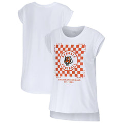 Cincinnati Bengals WEAR by Erin Andrews Women's Checker Muscle Tank Top White - NFL