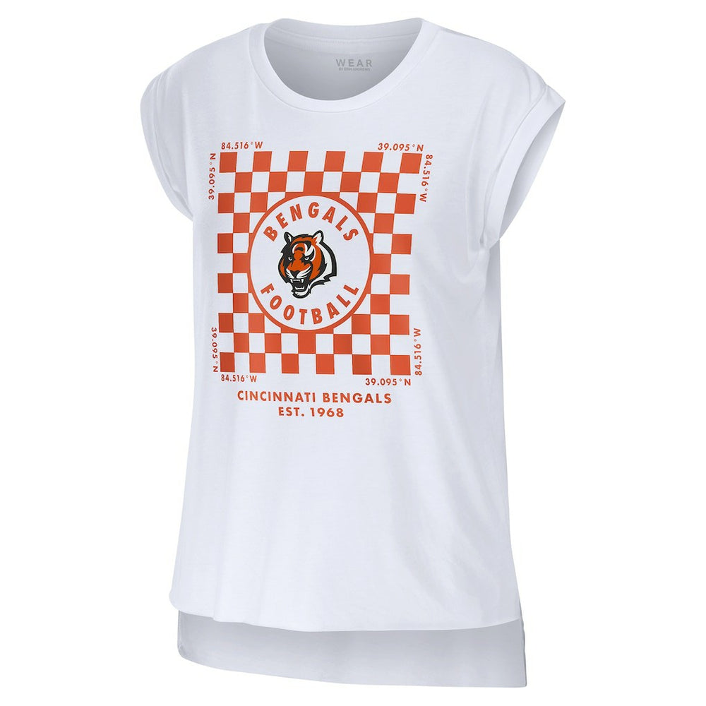Cincinnati Bengals WEAR by Erin Andrews Women's Checker Muscle Tank Top White - NFL