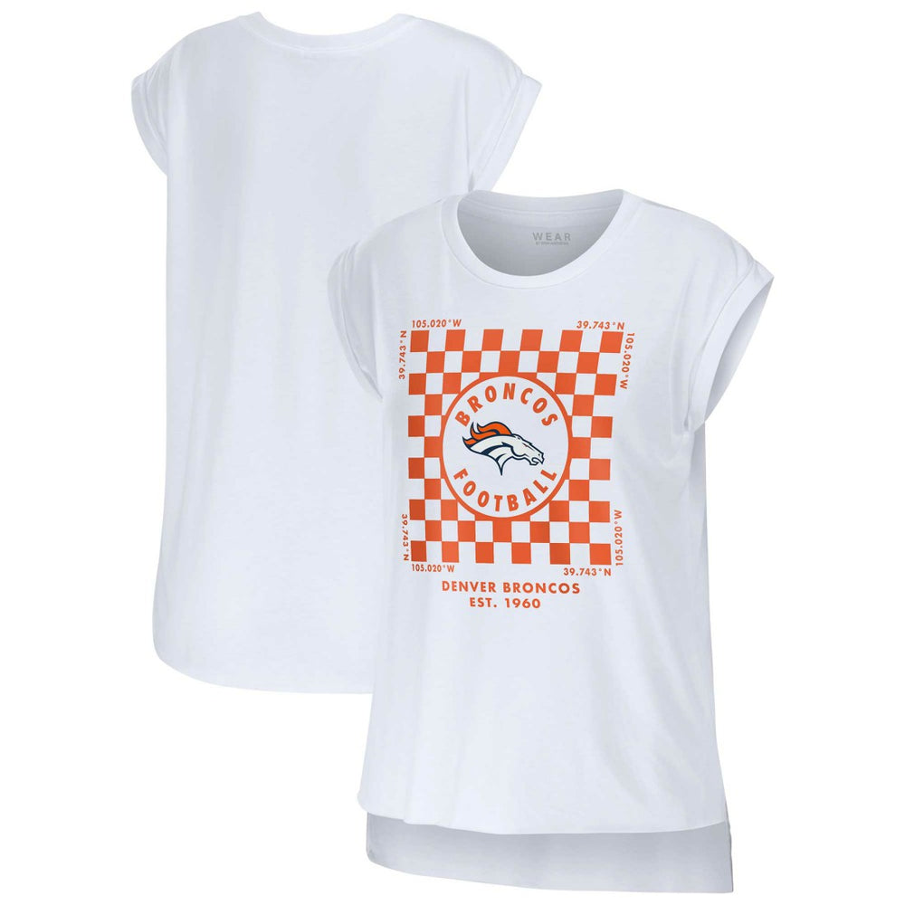 Denver Broncos WEAR by Erin Andrews Women's Checker Muscle Tank Top White - NFL