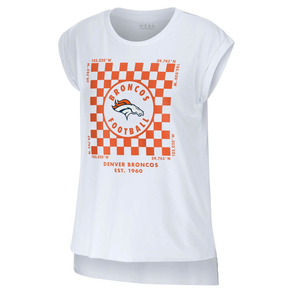 Denver Broncos WEAR by Erin Andrews Women's Checker Muscle Tank Top White - NFL