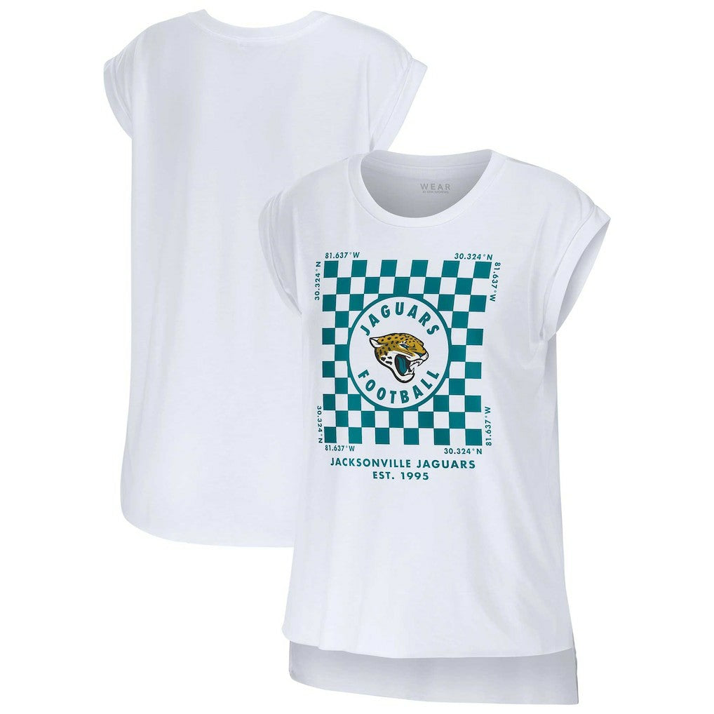 Jacksonville Jaguars WEAR by Erin Andrews Women's Checker Muscle Tank Top White - NFL