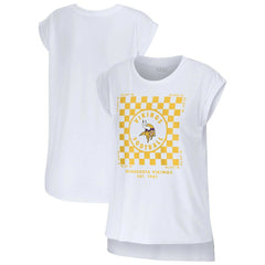 Minnesota Vikings WEAR by Erin Andrews Women's Checker Muscle Tank Top White - NFL