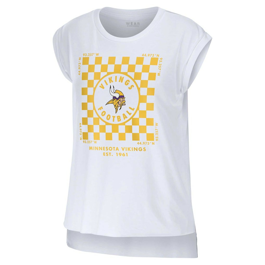 Minnesota Vikings WEAR by Erin Andrews Women's Checker Muscle Tank Top White - NFL