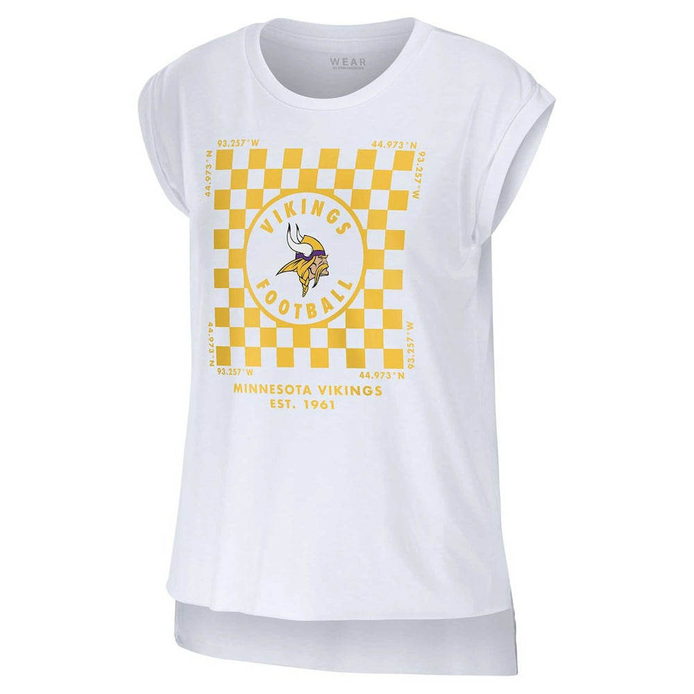 Minnesota Vikings WEAR by Erin Andrews Women's Checker Muscle Tank Top White - NFL