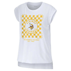 Minnesota Vikings WEAR by Erin Andrews Women's Checker Muscle Tank Top White - NFL