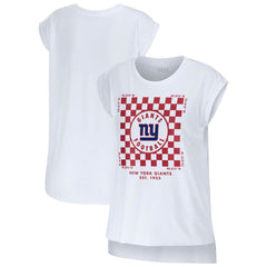 New York Giants WEAR by Erin Andrews Women's Checker Muscle Tank Top White - NFL